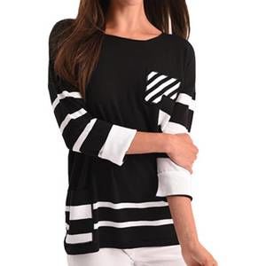 NEW ANGEL stripe 3/4 sleeve top in black/white